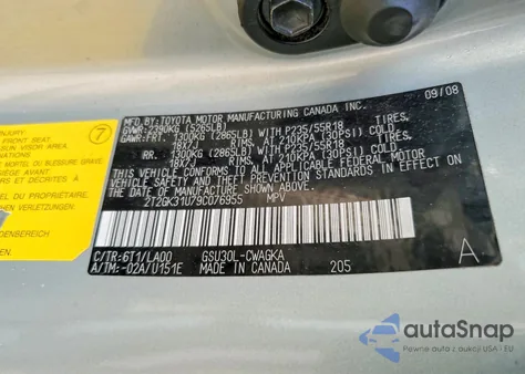 2009 Lexus Rx 350 z USA, uszkodzony, nr VIN 2T2GK31U79C076955